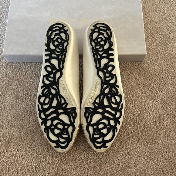 Jimmy Choo flat slip on ballerina 🩰 shoes - Off-white + Gold ✨✨✨ - Picture 8 of 10